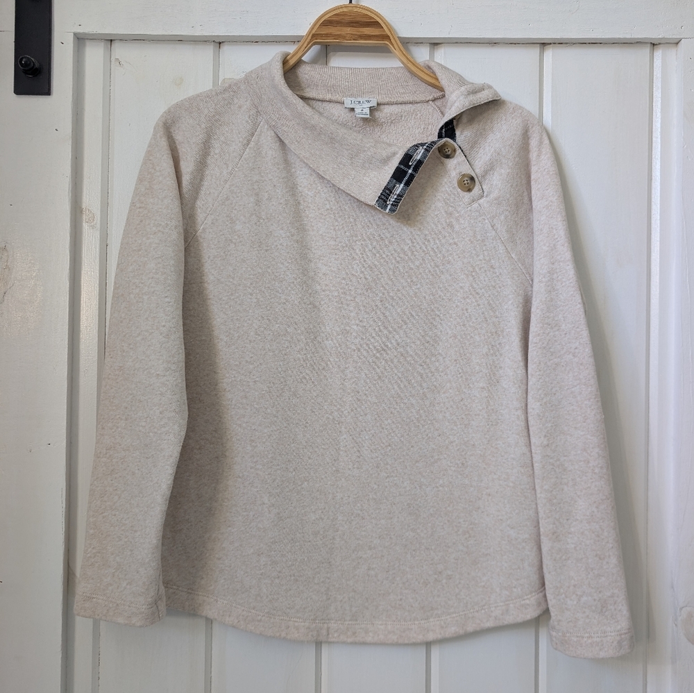 J Crew Wide Button-Collar Pullover Sweatshirt
